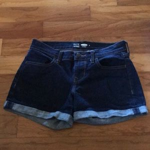 dark wash denim shorts
